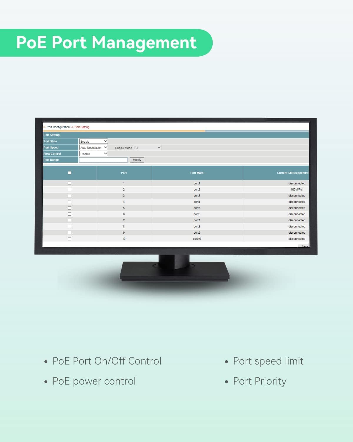 LINOVISION Industrial 8 Ports Gigabit Managed PoE Switch with DC12~57V Input, L2 Management, RS485 Serial Port, DC 12/24V Output, BT 90W Output