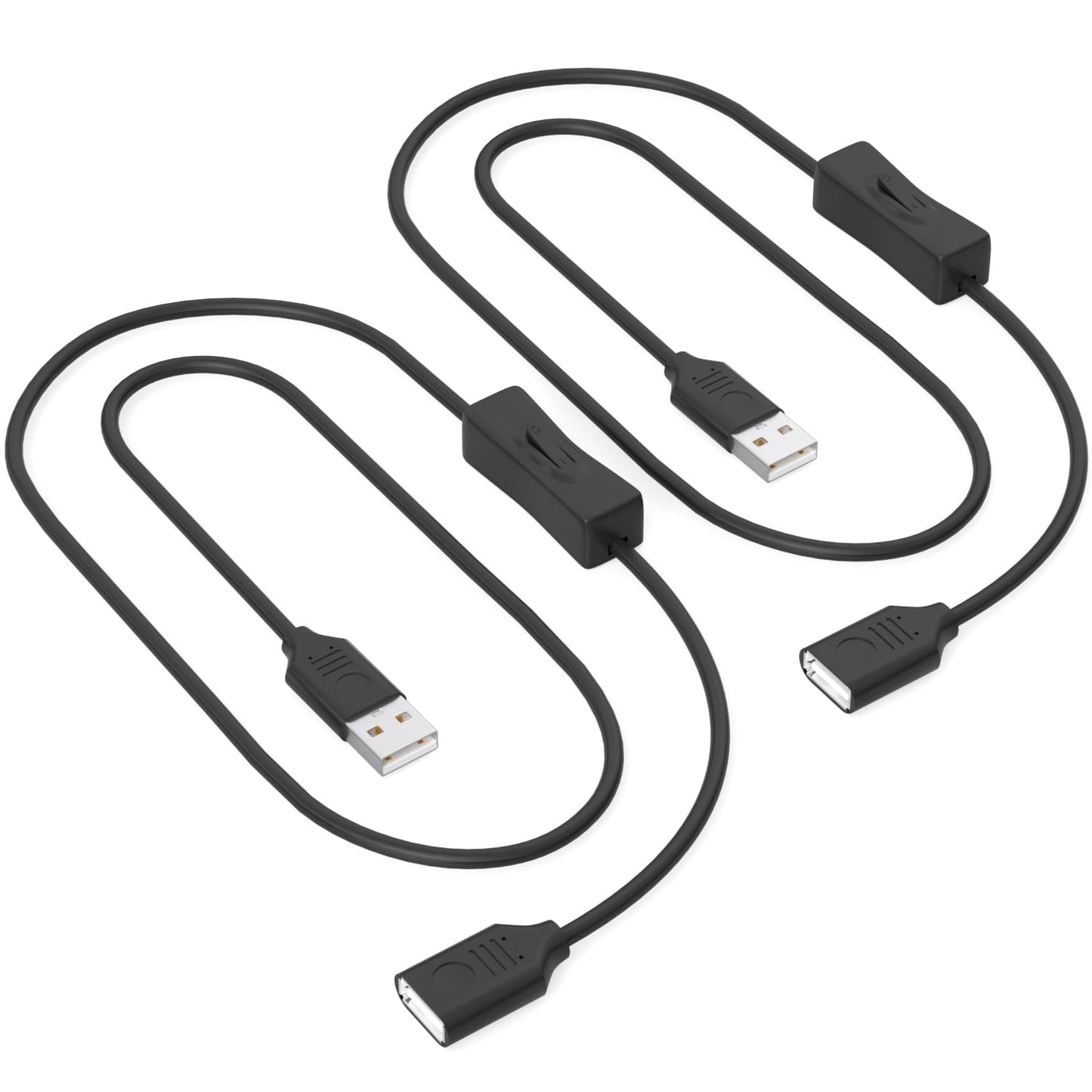 USB On/Off Switch Cable 3.3FT 2-Pack,2A Charging 480Mbps Data,Type-A 2.0 Power Extension Cord with ON/OFF for PC Computer,Laptop,TV,Car,PS4/PS5/Xbox,USB Fan LED Keyboard Mouse Flash Drive Raspberry Pi