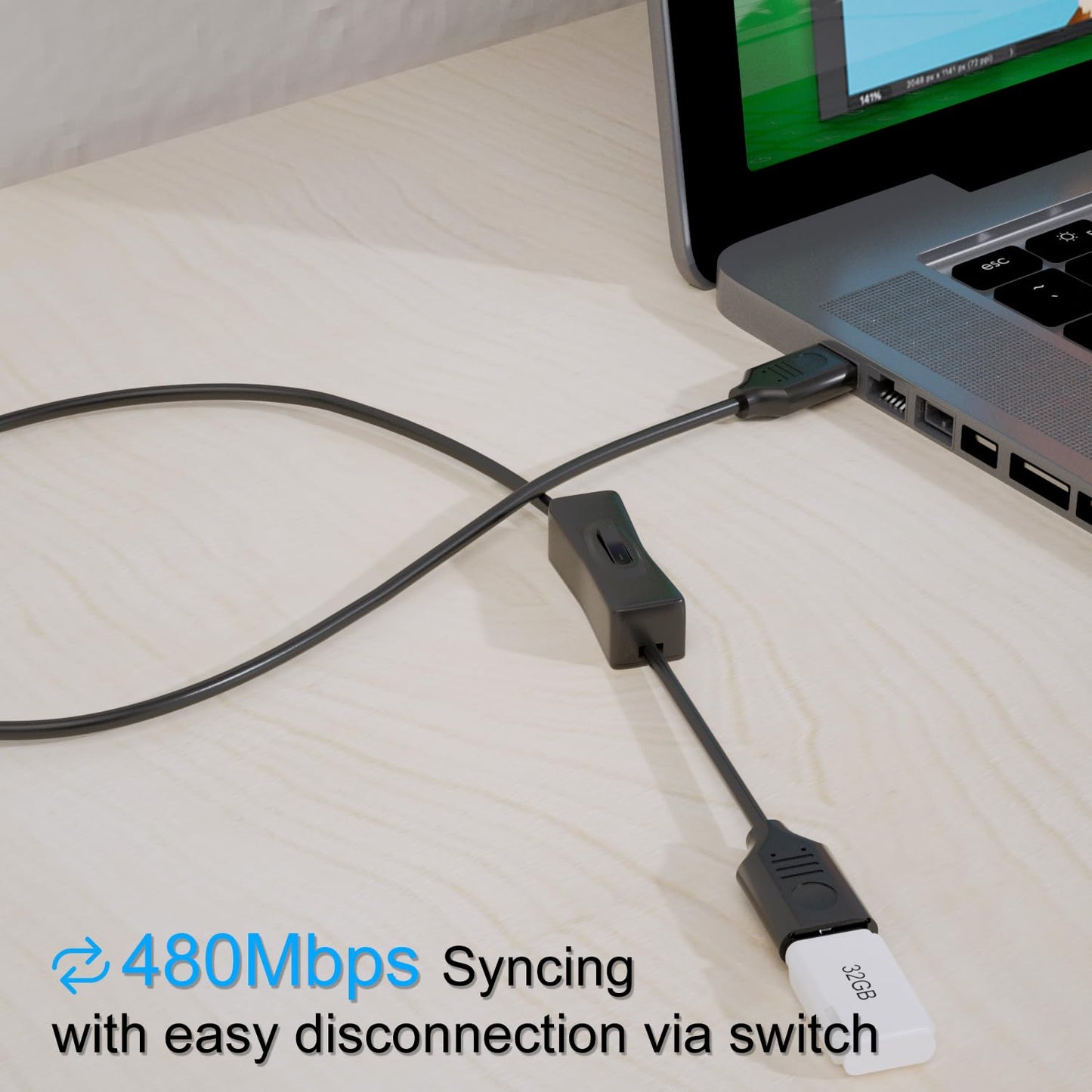 USB On/Off Switch Cable 3.3FT 2-Pack,2A Charging 480Mbps Data,Type-A 2.0 Power Extension Cord with ON/OFF for PC Computer,Laptop,TV,Car,PS4/PS5/Xbox,USB Fan LED Keyboard Mouse Flash Drive Raspberry Pi