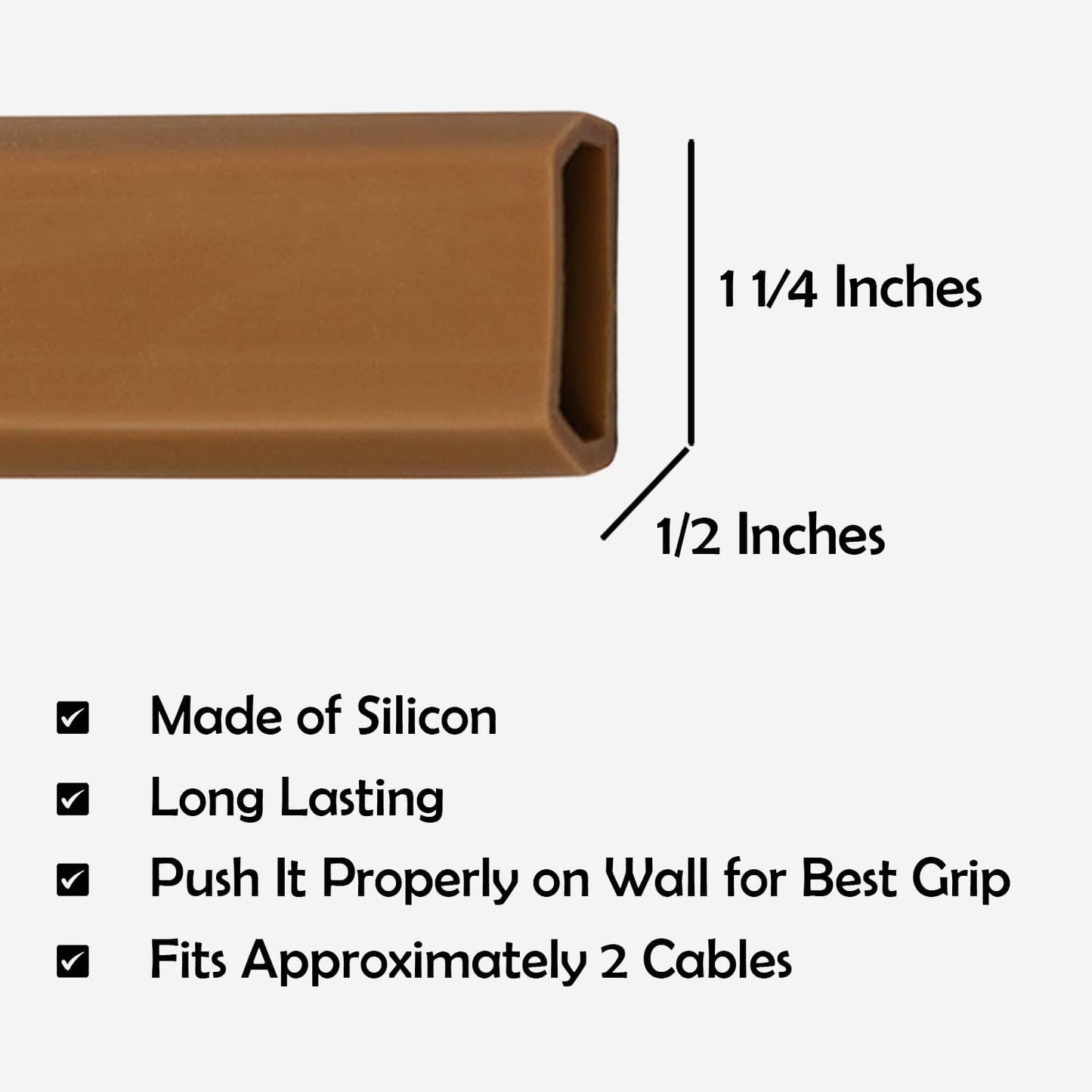 Rubber Bond TV Cord Hider Cable Protector - Strong Self Adhesive Wall Cord Cover Cable Hider - Low Profile Cable Management Wall Cord Concealer Cable Raceway (Brown, 6 Feet)