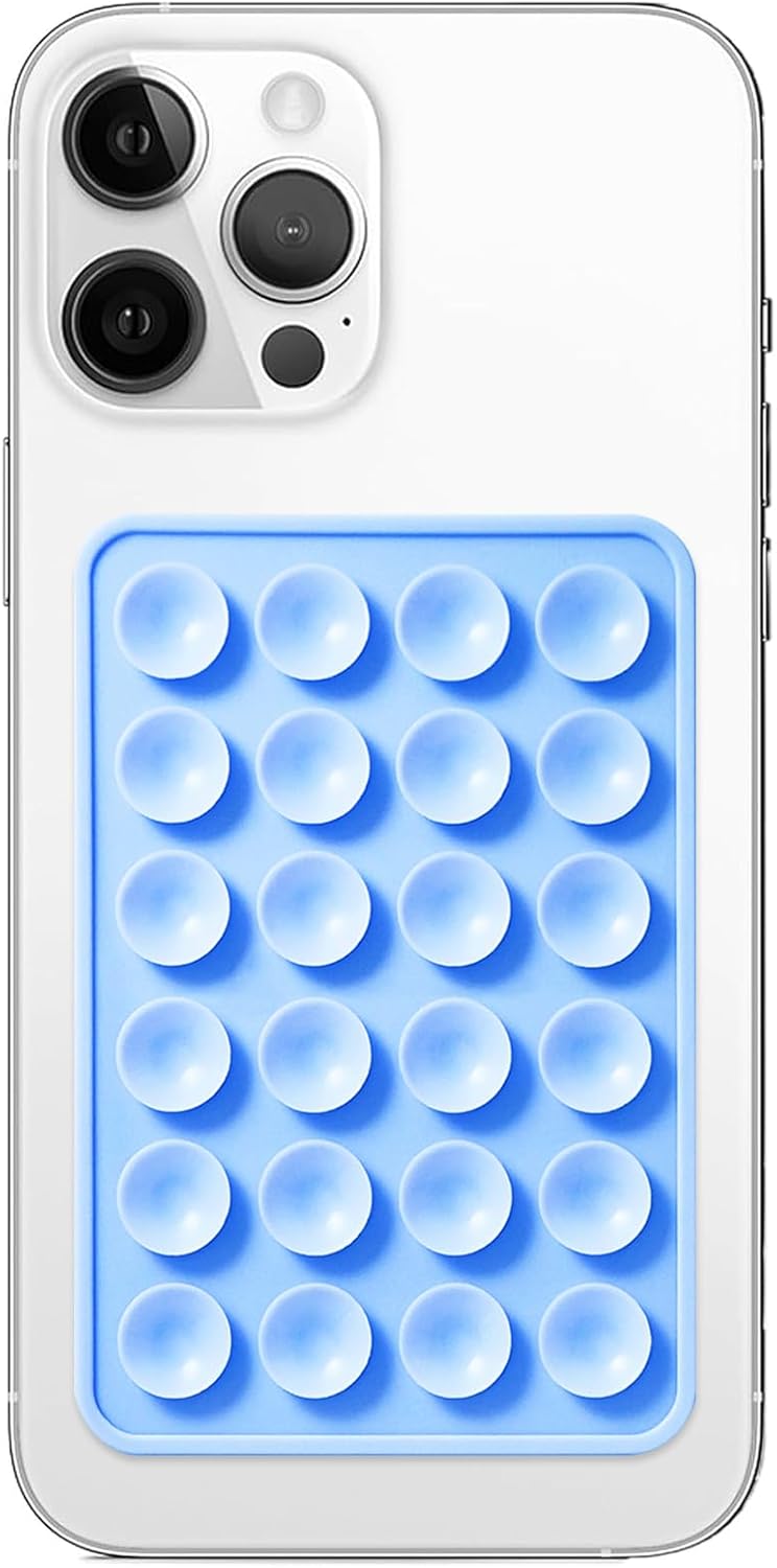 Silicone Suction Phone Case Mount, Non Slip Sticky Phone Grip for Cellphone, Silicon Adhesive Suction Cup Phone Mount, Strong Grip Holder for Selfies and Videos (Sky Blue)