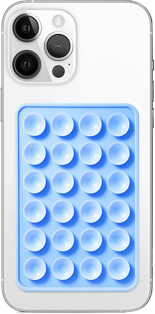 Silicone Suction Phone Case Mount, Non Slip Sticky Phone Grip for Cellphone, Silicon Adhesive Suction Cup Phone Mount, Strong Grip Holder for Selfies and Videos (Sky Blue)