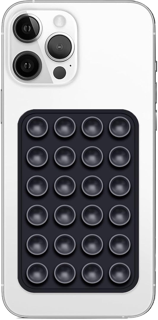 Silicone Suction Phone Case Mount, Non Slip Sticky Phone Grip for Cellphone, Silicon Adhesive Suction Cup Phone Mount, Strong Grip Holder for Selfies and Videos (Black)