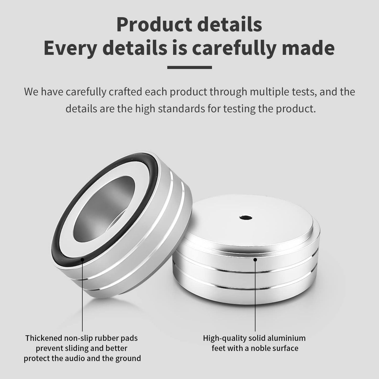 Viborg HiFi Speaker Spikes Stand Feet, 58 * 22MM, 4X Isolation Feet Pad Speaker Isolator Shock Absorber with Rubber Ring and Mounting Screws(M4*0.7) for AMP Turntable DAC Recorder