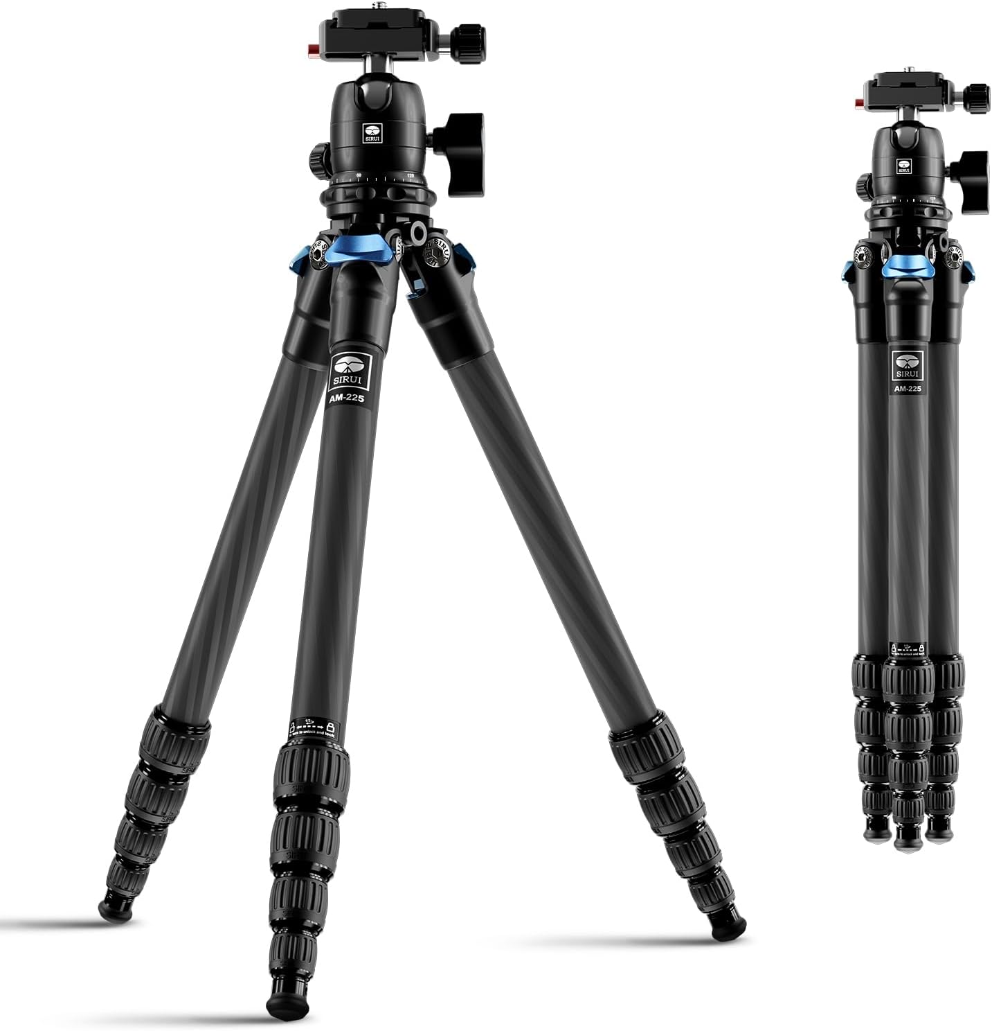 SIRUI Carbon Fiber Travel Tripod - Lightweight Only 0.93kg，Compact Tripod with 360° Panorama Ball Head Quick Release Plate, Max Height 50.2", Max Load 6kg for Camera, DSLR