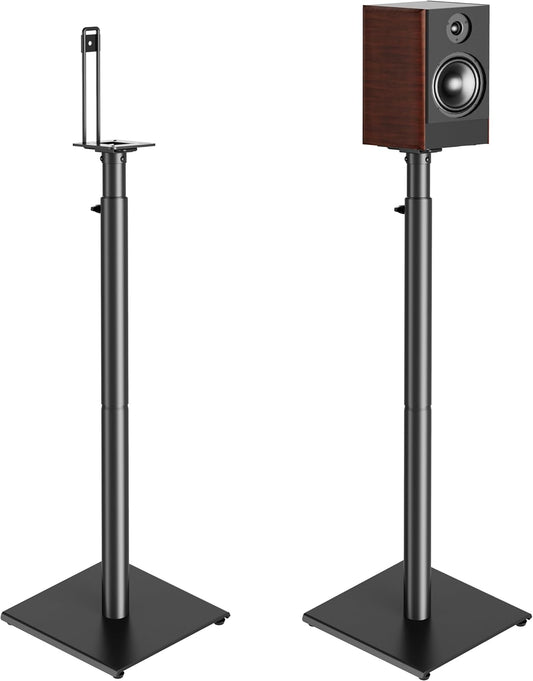 USX MOUNT Bookshelf Speaker Stands Pair, Height Adjustable Extends 32-42 inch for Rear Surround Sound Speakers, Floor Satellite Speaker Stands for Vizio Bose Sony JBL Klipsch Polk, Max Load 11 lbs