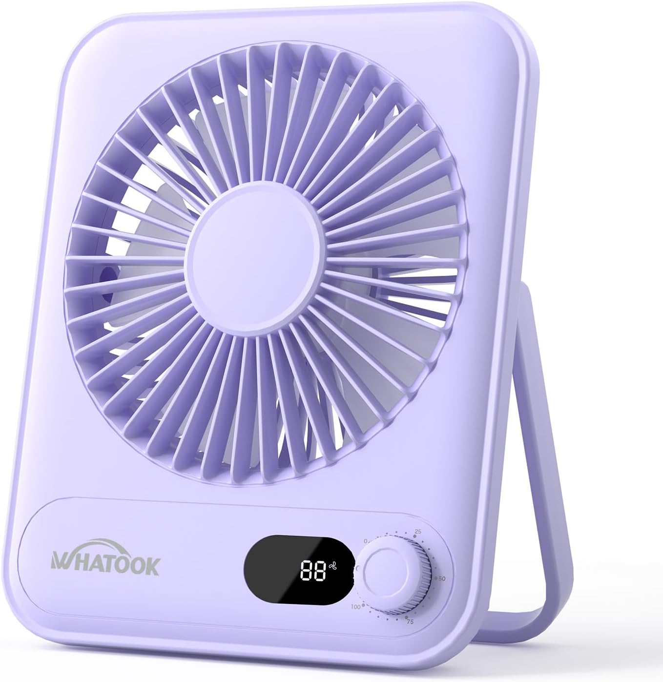 WHATOOK Small Desk Fan Personal Fans: 5000mah 25 Hours Battery Office Quiet Mini Desktop Fan Portable Rechargeable Travel Essentials (Purple, 2000)