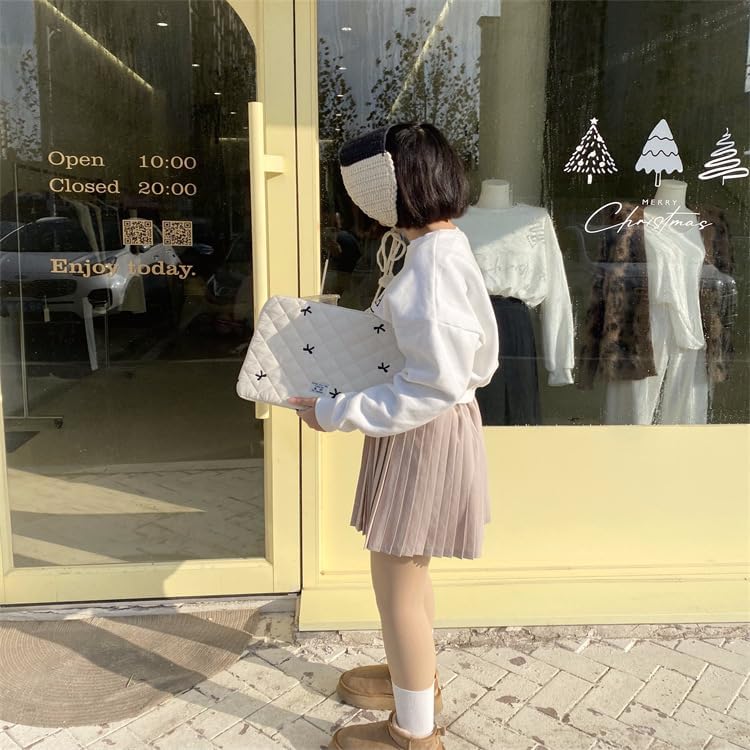 Cute Bow Graphic Carrying Laptop Bag Y2K Preppy Laptop Sleeve Case Bag Kawaii Pad Computer Protect Case Pouch (15-15.6 inch,White)