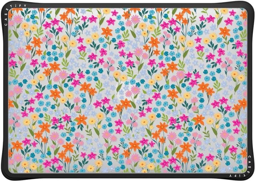 CASETiFY Impact MacBook Air 13" (M1/Intel) Case [Cushioned Impact Corners/Scratch-Resistant/Anti-Slip Grip] - Petit Floral Transparent - Clear Black