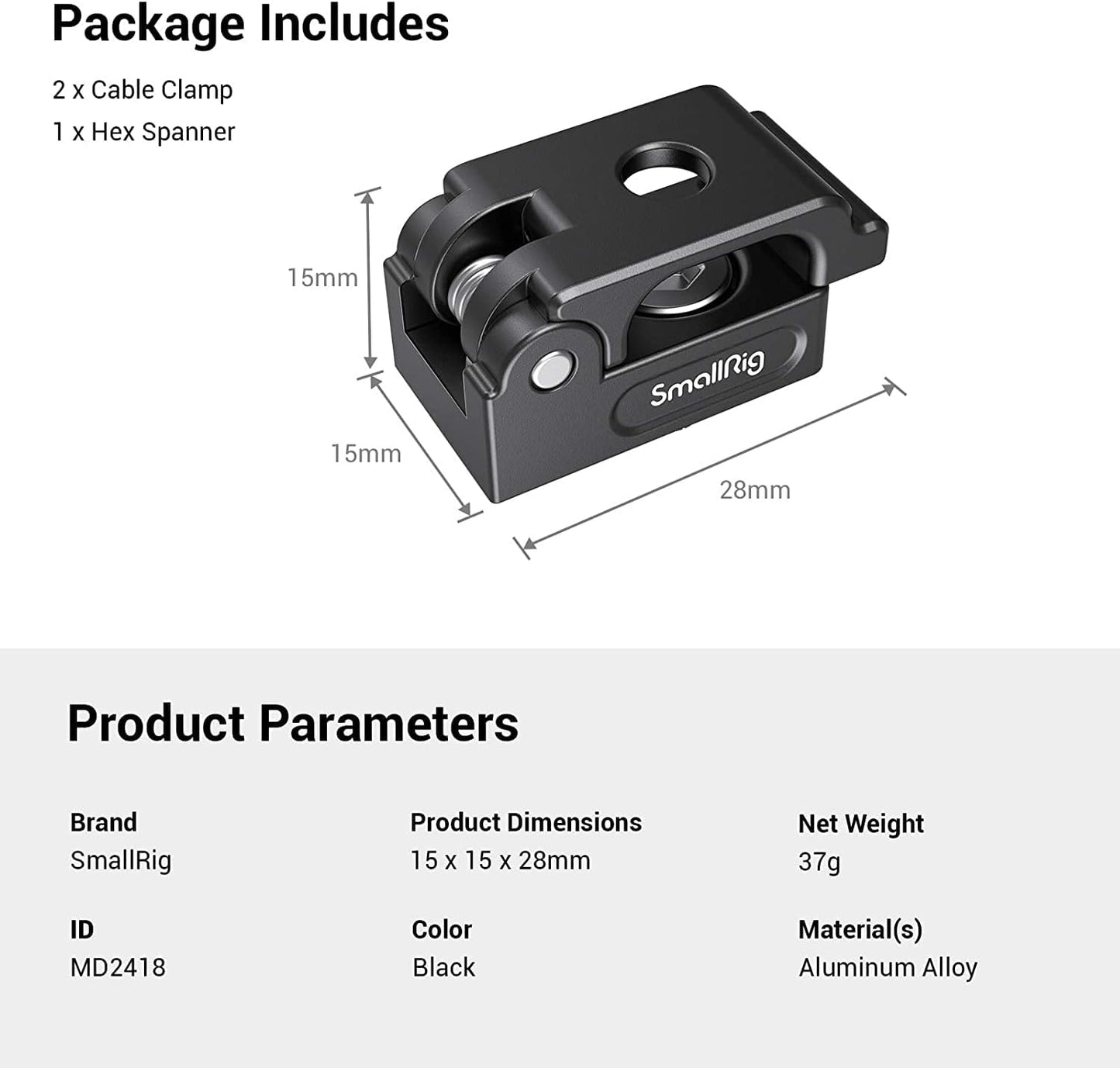 SmallRig Universal Spring Cable Clamp(2 pcs) MD2418