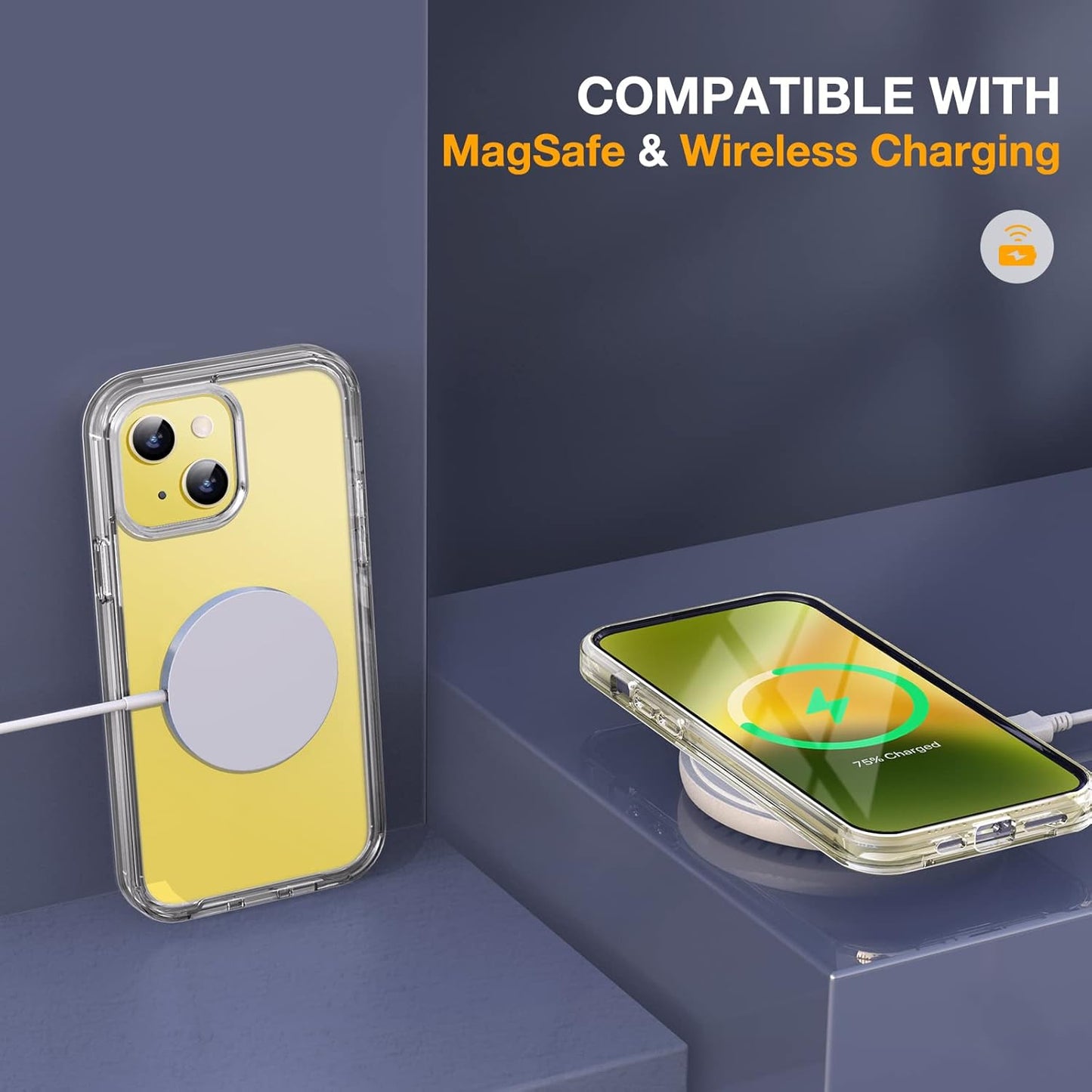 Miracase Glass Series Designed for iPhone 14 Plus Case 6.7 inch, 2023 Upgrade Full-Body Clear Bumper Case with Built-in 9H Tempered Glass Screen Protector and Camera Lens Protector,Clear