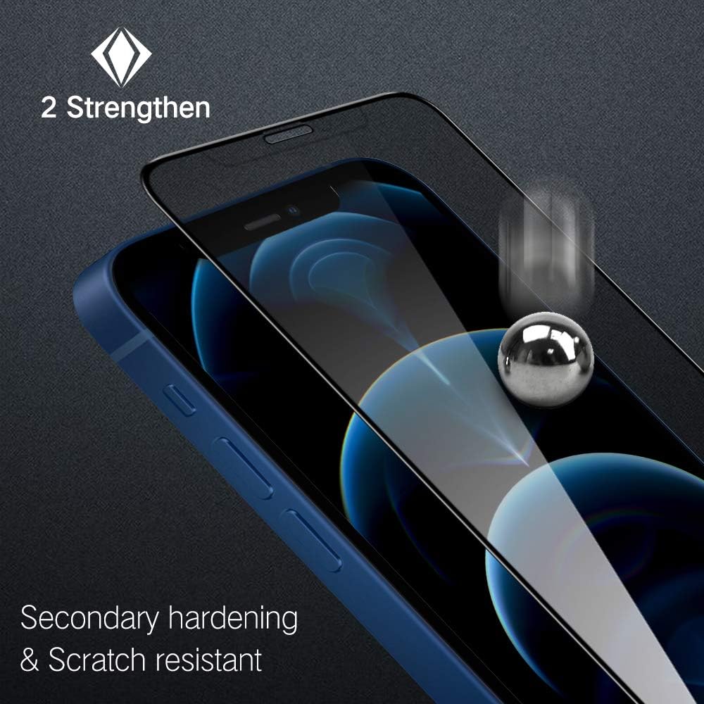 PERFECTSIGHT HD Clear Privacy Screen Protector Compatible with Apple iPhone 12/ iPhone 12 Pro 2020, Anti-Spy Blue Light Filter Tempered Glass (6.1 inch)