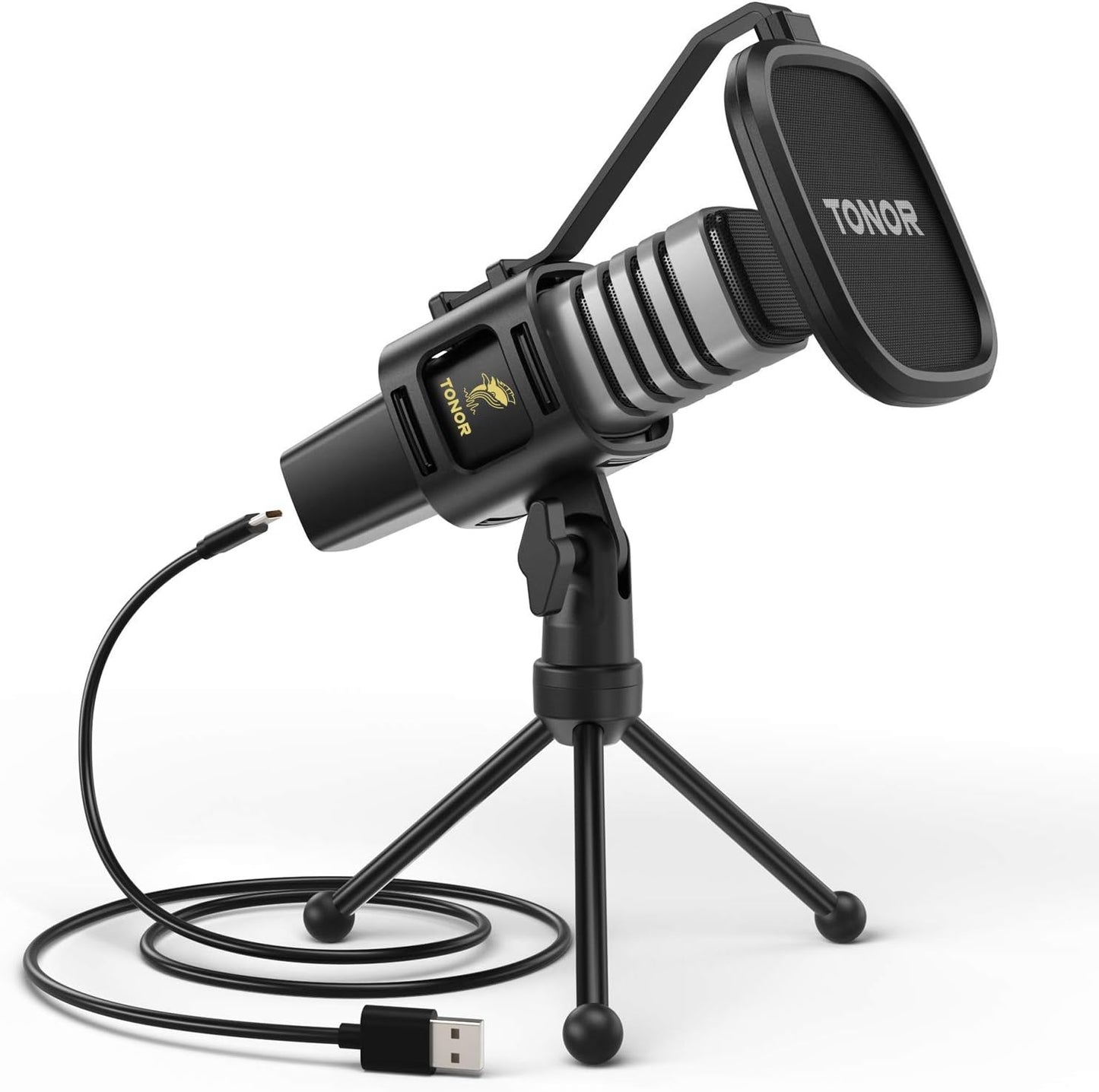 TONOR USB Microphone for PC, Cardioid Condenser Computer Mic with Tripod Stand, Pop Filter, Shock Mount for Gaming, Streaming, Podcasting, YouTube