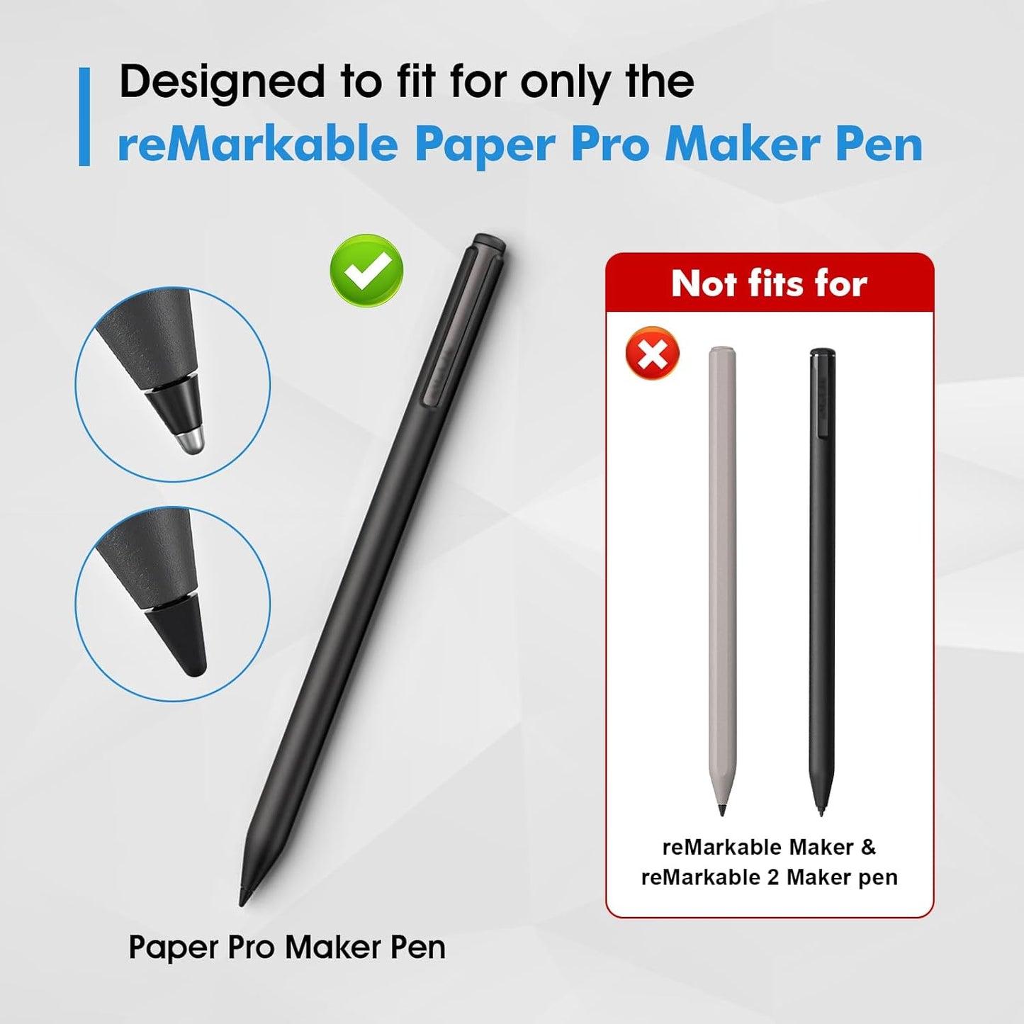 REEYEAR Replacement Tips Set fits for Remarkable Paper Pro Maker Pen –1 No Wear Out Titanium Alloy Tip + 5 Plastic Nibs – Precise, Durable Precise, Precise Writing, Long-Lasting