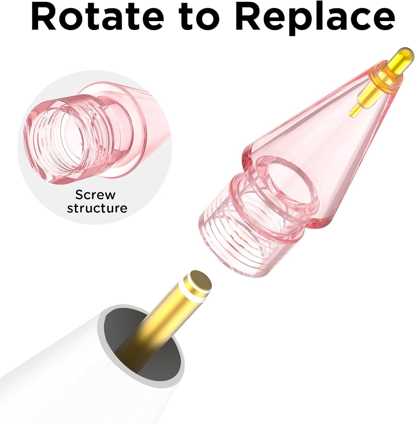 8 Pack Fine Point Replacement Tips Compatible with Apple Pencil 2nd Generation, Apple Pencil 1st Generation, Apple Pencil USB-C & Apple Pencil Pro Colorful iPencil Nibs (Pink + White)