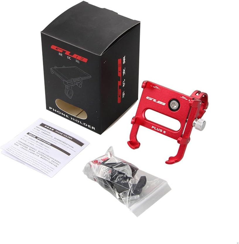 GUB Bicycle & Motorcycle Phone Mount - Aluminum Bike Phone Holder with 360°Rotation Adjustable Handlebar Phone Holder Compatible with iPhone Xs XR 8 Plus,Compatible with Samsung S9 (Plus 6 Black-RED)