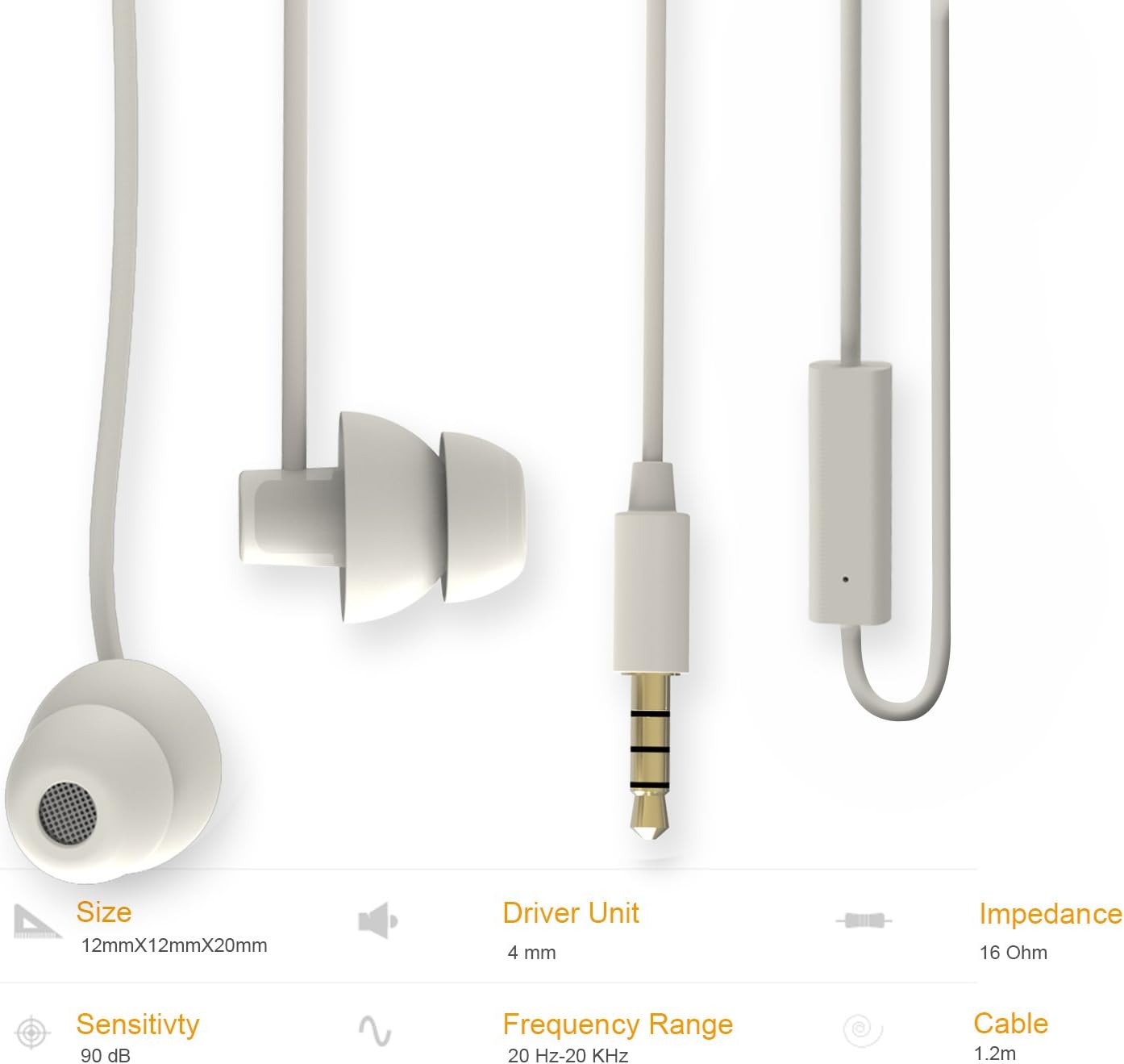 MAXROCK Sleeping Headphones, in-Ear Soundproof Earplug Soft Earbuds with Mic Noise Cancelling Sleep Earphones Earpods for Side Sleeper, Insomnia, Snoring, Air Travel, Bedtime Listening… (White)