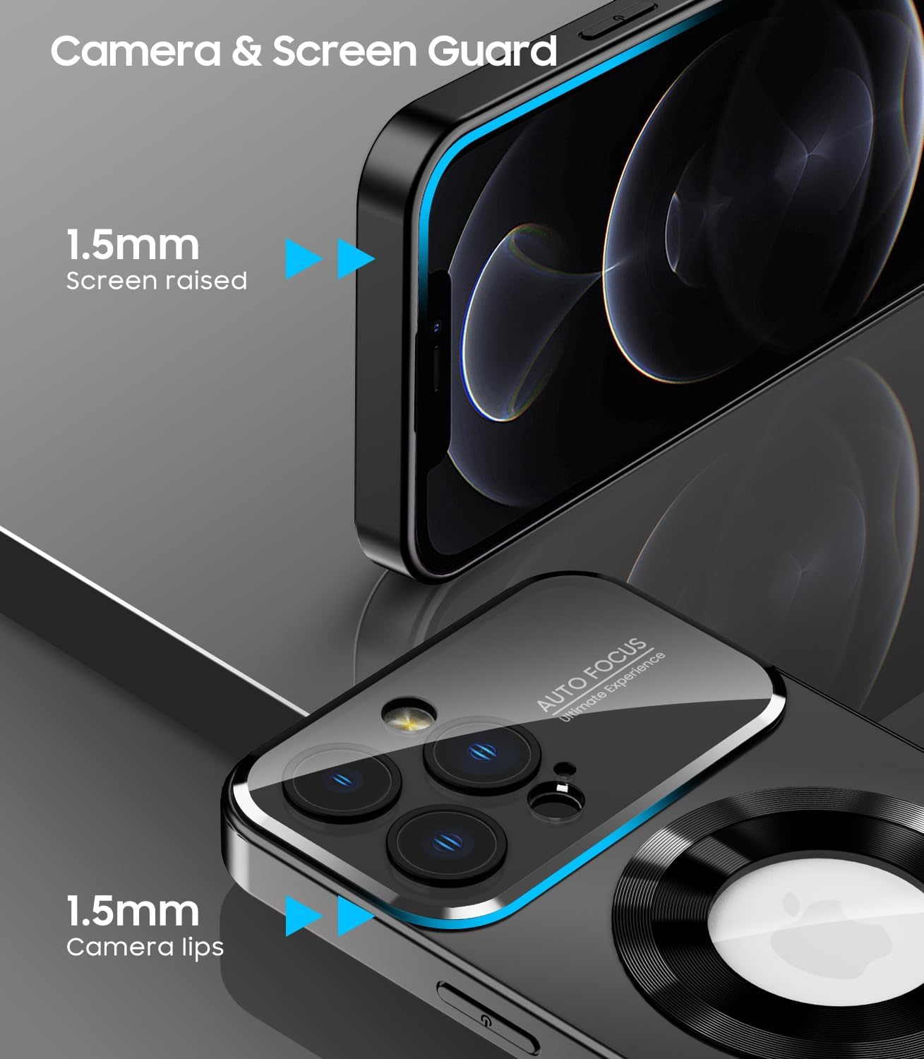 Magnetic for iPhone 12 Pro Max Case, Compatible with MagSafe, Built-in Camera Lens Protector, Logo View, Military Grade Drop Proof Phone Case Cover, Black