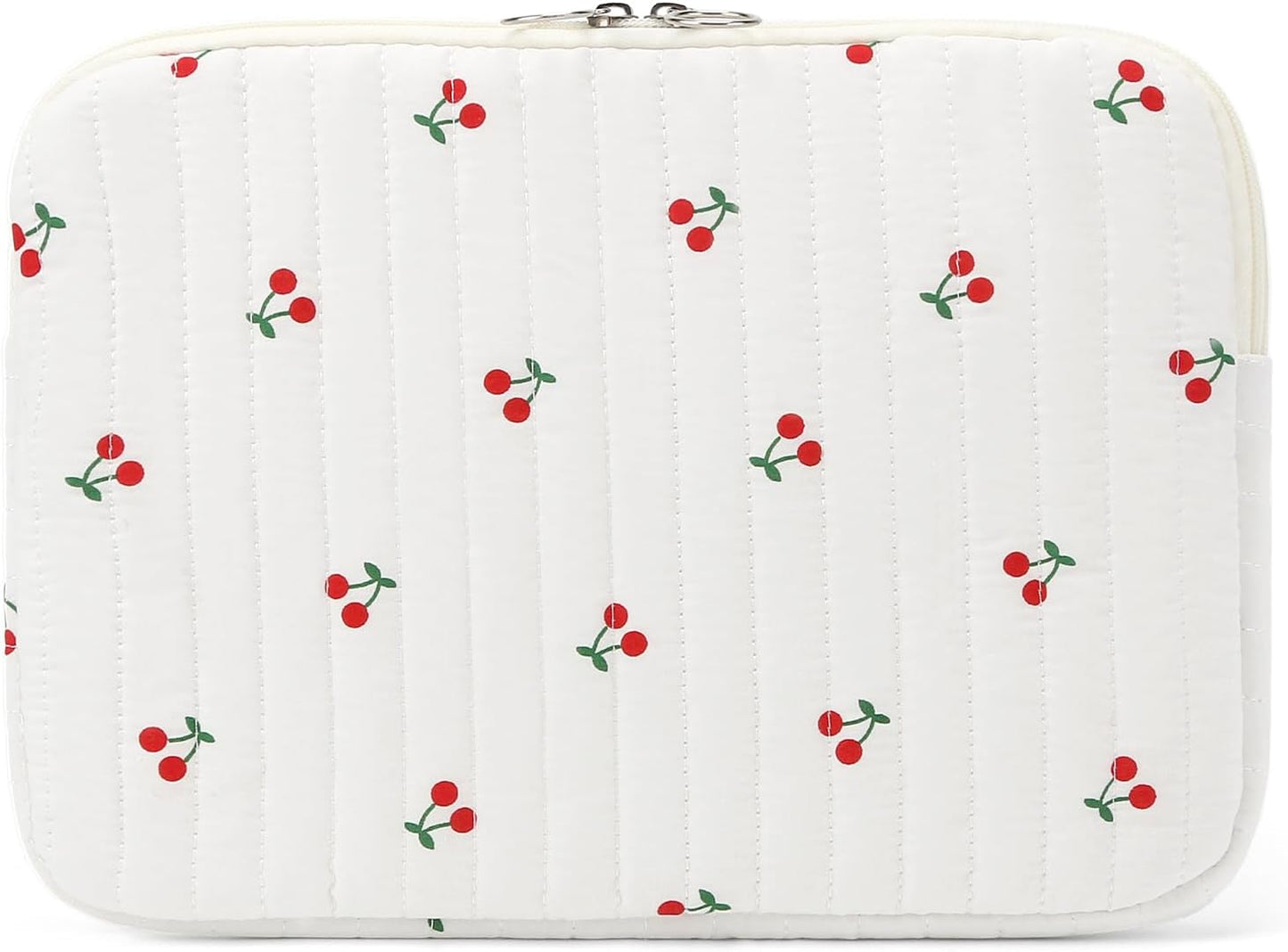Puffy Laptop Sleeve 13-15.6 Inch Cute Quilted Laptop Protective Case Padded Floral Computer Sleeve for MacBook (B-Cherry, 13 Inch)