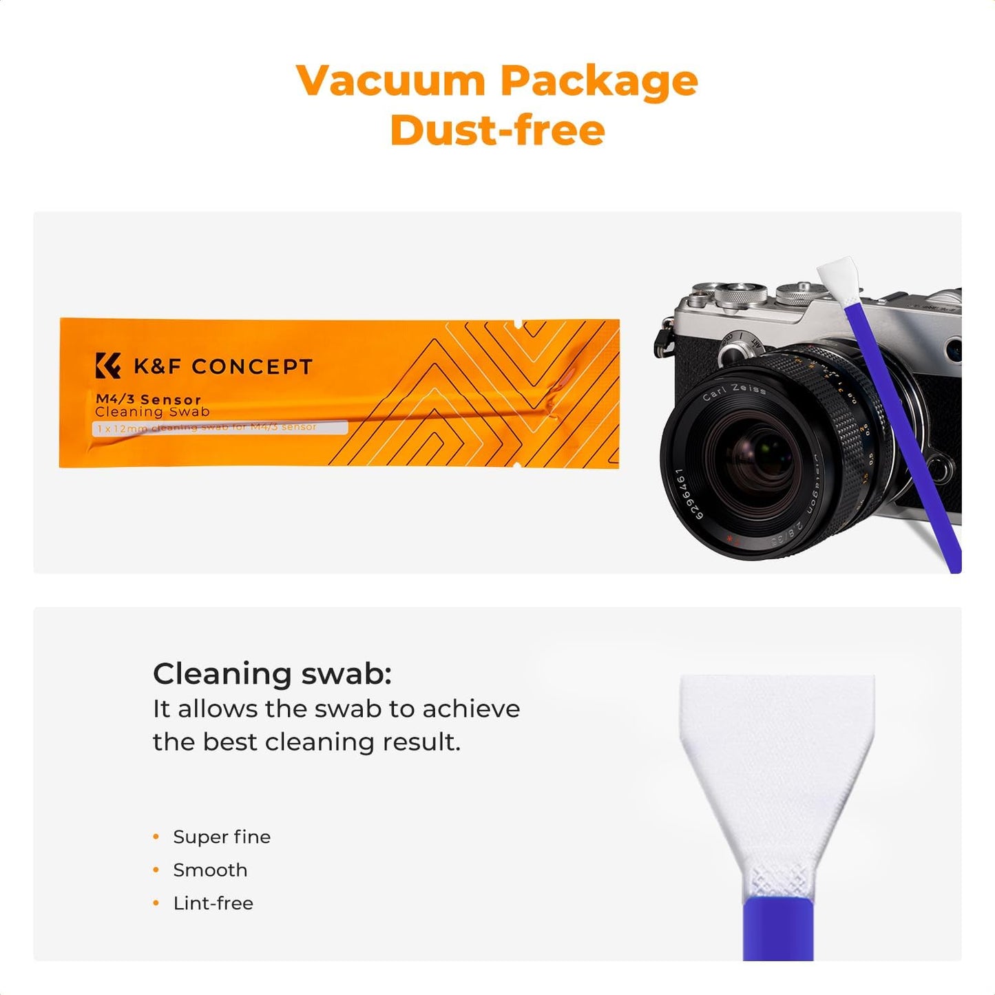 K&F CONCEPT 12mm Micro Four-Thirds 4/3 Sensor Cleaning Swab*10 + 20ml Sensor Cleaner, M43 Camera Cleaning Kit for All Models of M4/3 Camera Sensors, Including M4/3 Cameras from Olympus and Panasonic