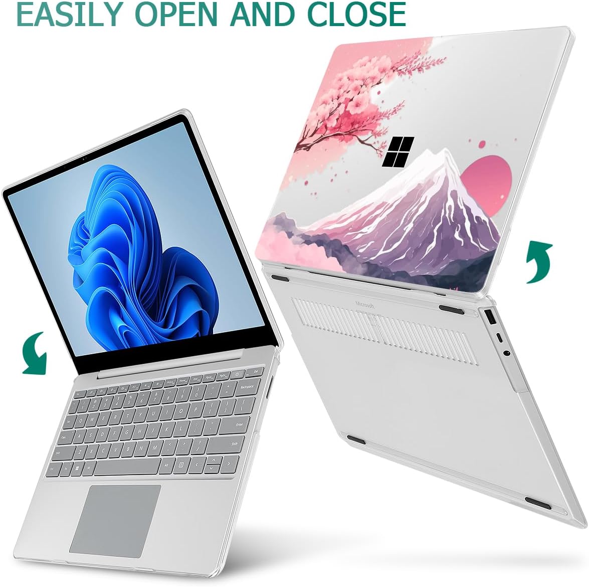 Tuiklol Case for 15 Inch Microsoft Surface Laptop 5/4/3 2022-2020, Model 1979/1953/1872/1873 Hard Shell Cover, Keyboard Cover+Screen Protector+Dust Plugs,Mountain and Tree