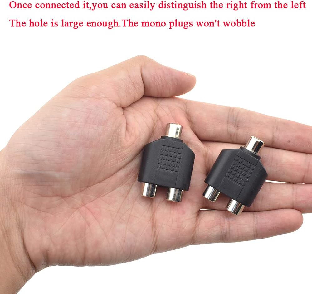 Hahiyo 3 RCA F-2x3.4 RCA F Stereo Plug Interconnect Audio One Male 3.4mm(1/8inch) Two Male 3mm(1/8inch) Adapter Splitter Good Signal Sound Snap Tight Not Wobble for Headphone Guitar Black 2pcs