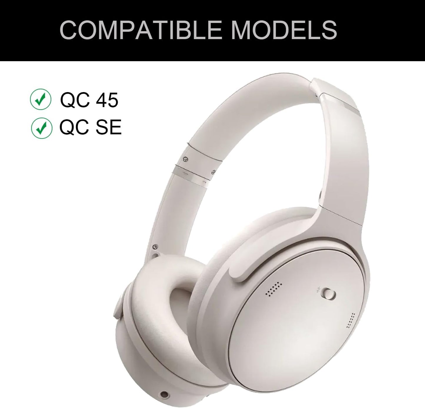 Replacement Ear Pads for Bose QuietComfort 45 (QC45) Headphones, Ear Pads Cushions with QCSE (QC SE)/New QC Wireless High-Density Noise Isolation Foam, Made Soft Protein Rubber Leather