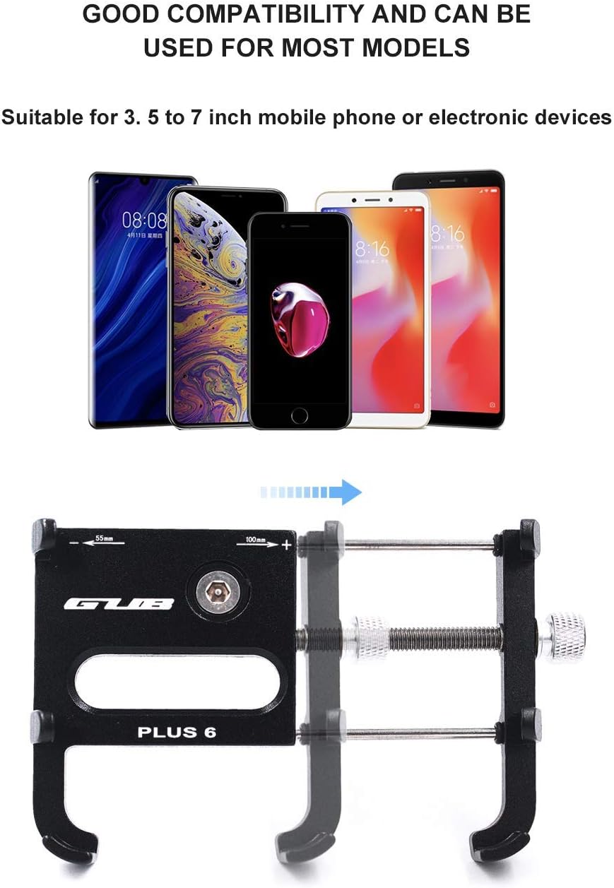 GUB Bike Phone Mount Holder, Aluminum Motorcycle Phone Holder Mount 360° Rotation for iPhone 13 14 15 Pro max 16 Pro, Samsung S24 S23 S22 S21 Note20/10 4.7-6.8" – Upgraded