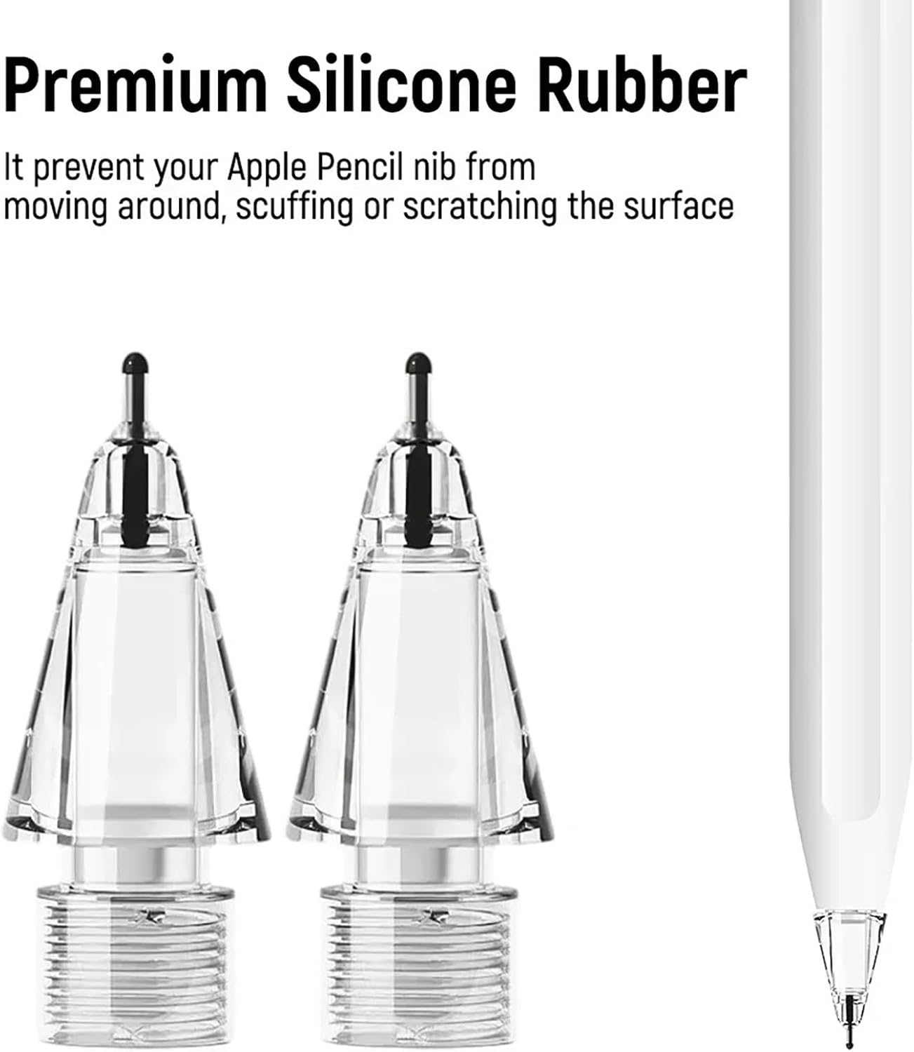 Replacement Tips for Apple Pencil, Upgraded Mix iPencil Tip for iPad Pro/USB-C / 1st Gen / 2nd Generation, Needle Pencil Tips with Case - Clear 4 Pack