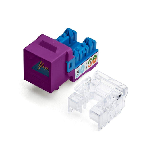 trueCABLE Cat6 Keystone Jack, Unshielded (UTP), 90 Degree Punch-Down, PoE++ (4PPoE) 100W, UL Listed, ETL Verified, ANSI/TIA Certified, Modular RJ45 Female, Purple, 12 Pack