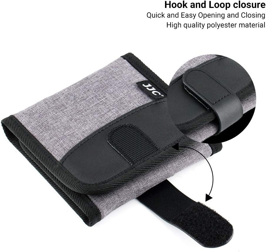 3 Pockets Camera Filter Case for Filter Up to 82mm (fits 82mm 72mm 67mm 62mm 58mm 55mm 52mm 49mm 46mm 43mm 40.5mm 37mm) with Microfiber Cleaning Cloth,Belt Loop Design Compact Lens Filter Pouch Wallet