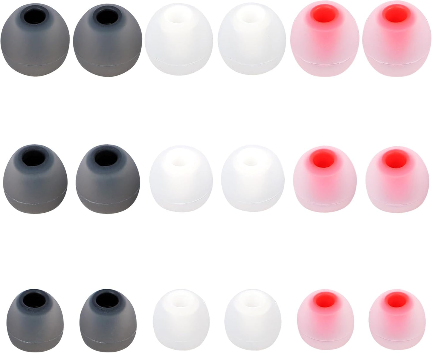 Silicone Replacement Earbud Tips - Fit Most In-Ear Earbuds (Inner Hole 3.8mm - 5.1mm) - 9 Pairs S M L