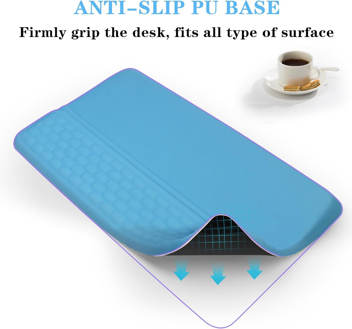 Computer Keyboard Stand Pad with Wrist Rest, Ergonomic Comfy Tilted Keyboard Stand Riser Holder Pad for Office Home (Blue)