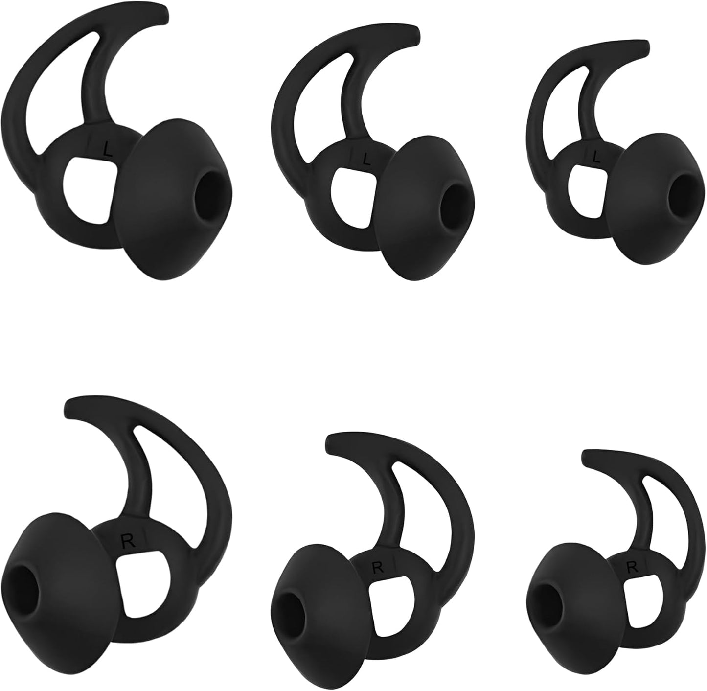 Silicone Earbud Tips - 3 Pairs SML Soft & Comfortable Noise Isolation - Black Ear Tips - Compatible with Bose QuietComfort & Sport Earbuds