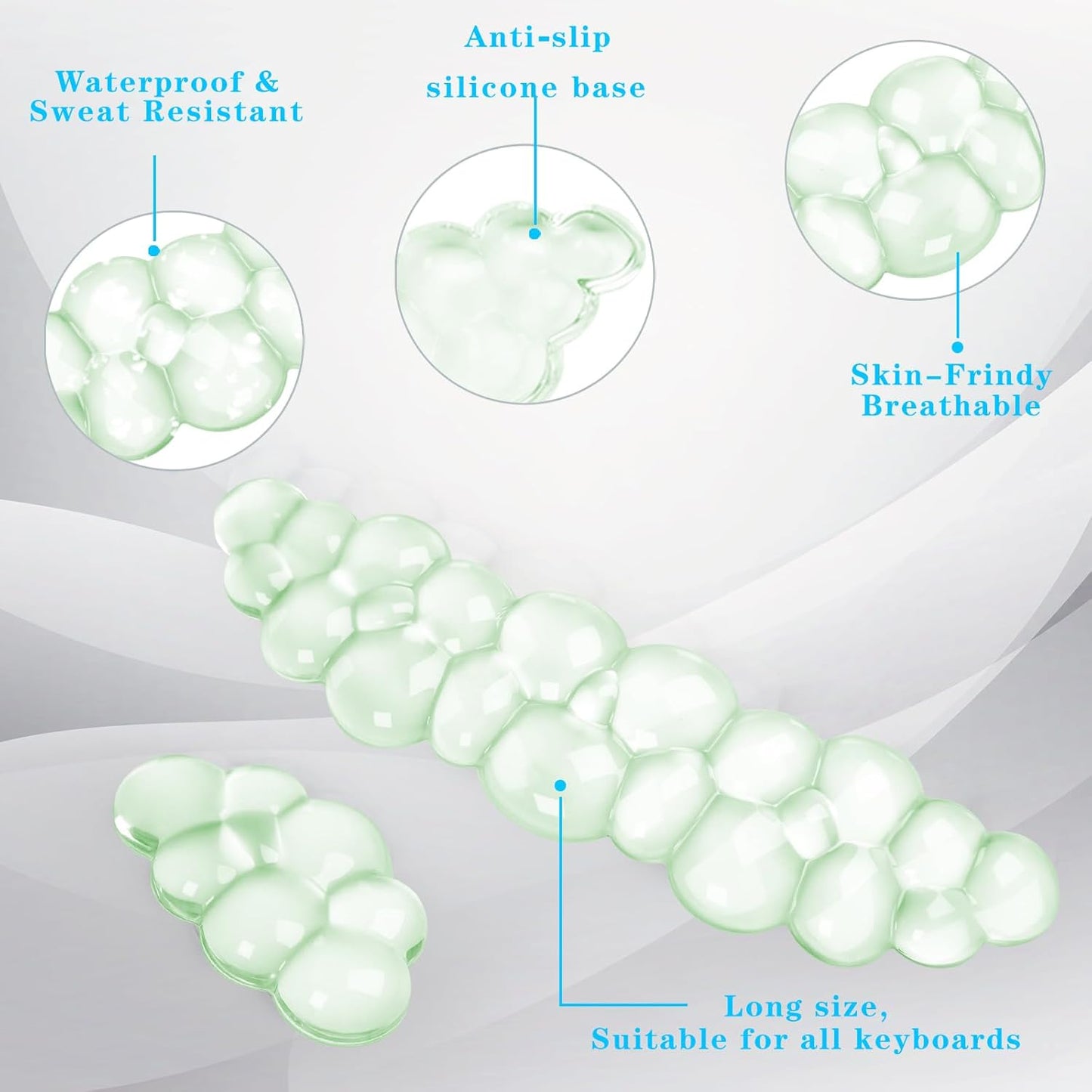 Gel Cloud Keyboard and Mouse Wrist Rest, Cute Wrist Support and Arm Support Keyboard Rest for Keyboard and Mouse Typing Pain Relief，Suitable for Office/Computer/Laptop/Gaming （Green）