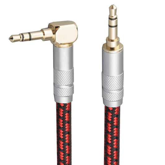 Audiophile High Purity Copper Aux Audio Cable 3.5mm Male to 3.5mm Male Audio Auxiliary Cord Gold-Plated Stereo HiFi Adapter Cable (Straight to Right Angle, 6.5ft/2m)