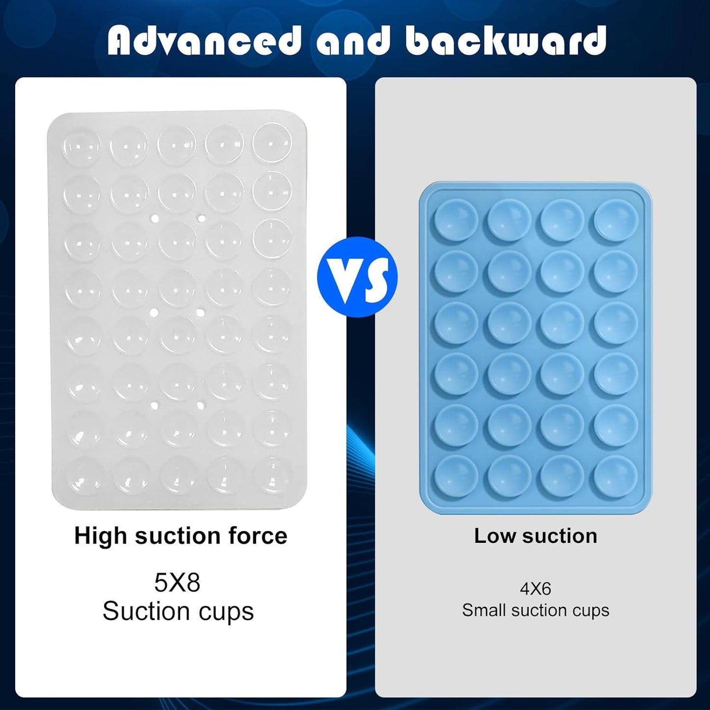 2PACK Silicone Double Sided Suction Phone Case Mount, Detachable Hands Free & Strong Grip Holder for Selfies & Videos, Compatible iPhone Android (2Pack Clear, 40 Suction Cups)