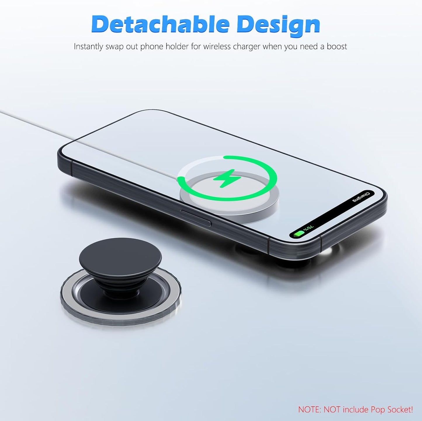 imluckies Magnetic Base Compatible with PopSocket Phone Grips and MagSafe iPhone Series Case, Removable Kindle/Phone Holder Base, Thin & Light Portable Plate, Matte Light-Black