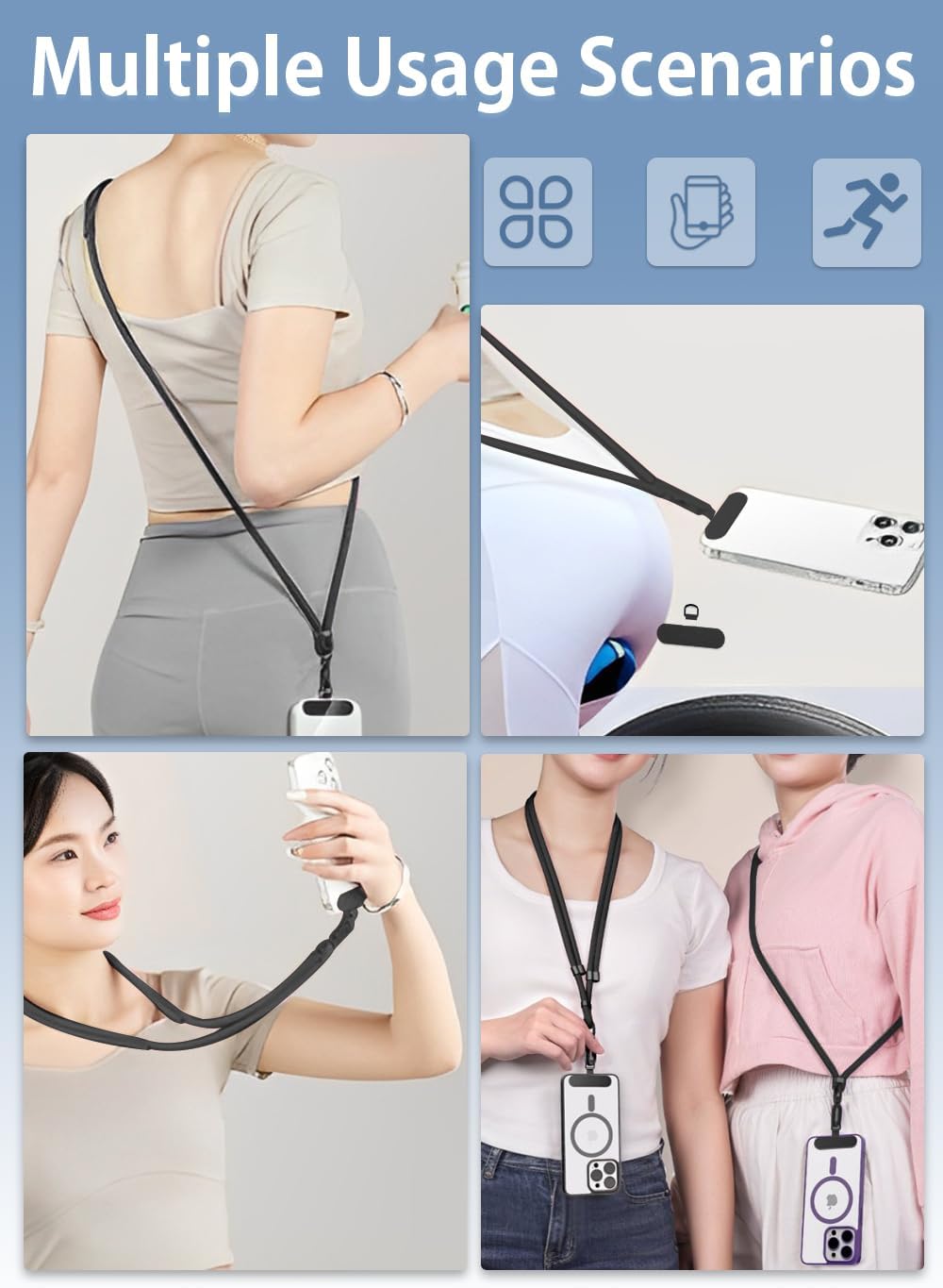 ZXZone Phone Strap*1 Phone Tether Tab*1 Adjustable Neck Strap Phone Lanyard Strap Multifunctional Phone Lanyard