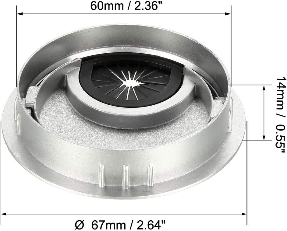 uxcell Cable Hole Cover, 2.4Inch/60mm Zinc Alloy Desk Wire Cord Cable Grommets Hole Cover for Office PC Desk Cable Cord Organizer, 4Pcs Silver Tone