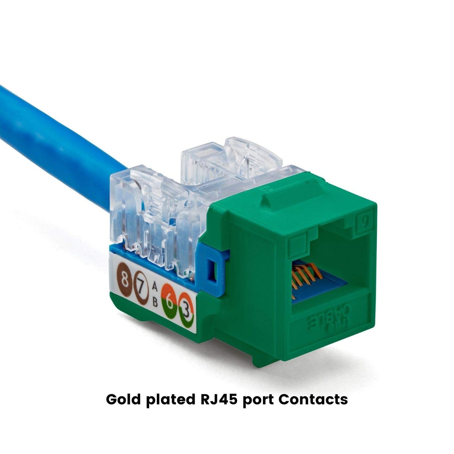 trueCABLE Cat6 Keystone Jack, Unshielded (UTP), 90 Degree Punch-Down, PoE++ (4PPoE) 100W, UL Listed, ETL Verified, ANSI/TIA Certified, Modular RJ45 Female, Green, 12 Pack