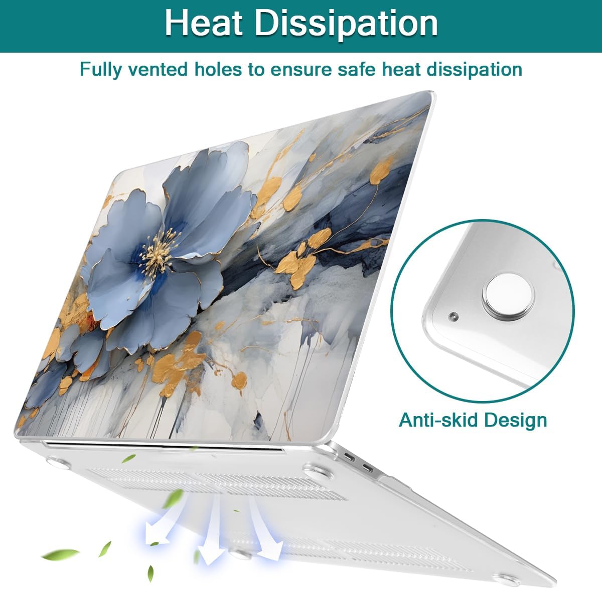 Teryeefi Compatible with MacBook Air 13 inch Case A2337 M1 Chip A2179 A1932 (Release 2018-2020),Protective Slim Cover + Keyboard Cover for 13.3 inch MacBook Air Retina Display & Touch ID, Art Florals