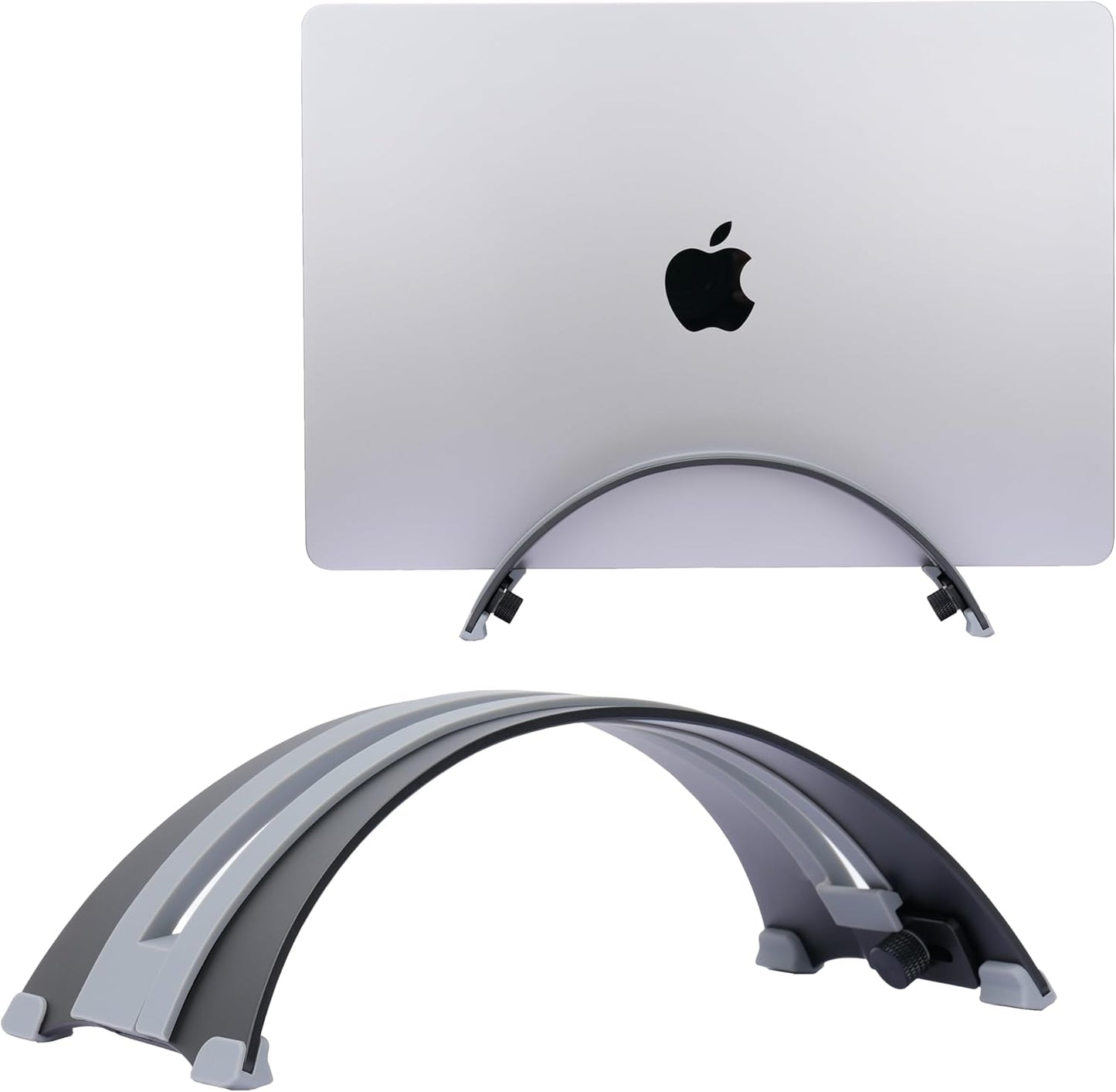 Adjustable Vertical Laptop Stand - 6061 Aluminum, CNC Precision, Anodized Finish, Fits All Laptops Including 17-inch, Ventilated Design, Anti-Slip Silicone Pads, ARC Shaped Stands