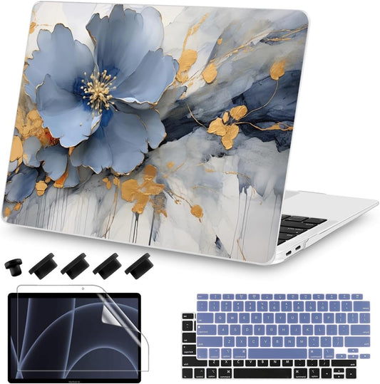 Teryeefi Compatible with MacBook Air 13 inch Case A2337 M1 Chip A2179 A1932 (Release 2018-2020),Protective Slim Cover + Keyboard Cover for 13.3 inch MacBook Air Retina Display & Touch ID, Art Florals