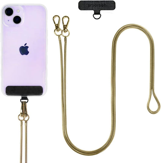 Smartish Phone Lanyard - Case Clinger - Universal iPhone Holder w/Detachable Crossbody Shoulder Neck Strap Compatible w/All Phone Cases - Gold Snake Chain