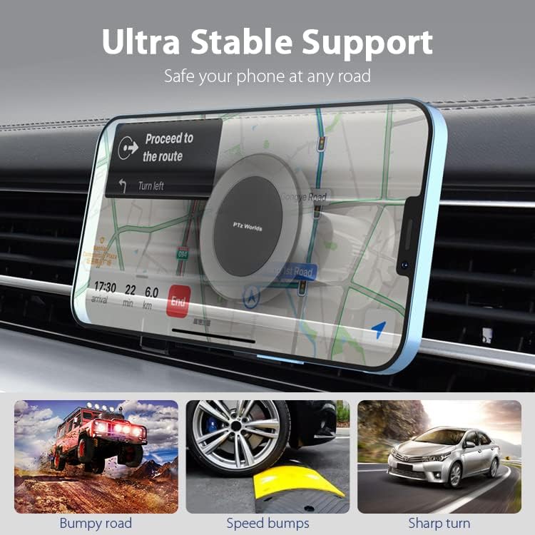 Magnetic Phone Holder for Car - Metal Hook, Compatible with iPhone, Easy Installation, Secure Hold, 360 Rotation, 20-Day Satisfaction Guarantee