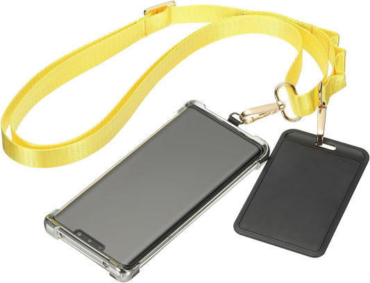 PATIKIL Universal Cell Phone Lanyard, Adjustable Crossbody Phone Strap Anti-Theft Polyester Neck Lanyard with Patches for Concerts Gym Travel Secure Hands-Free Carry, Yellow