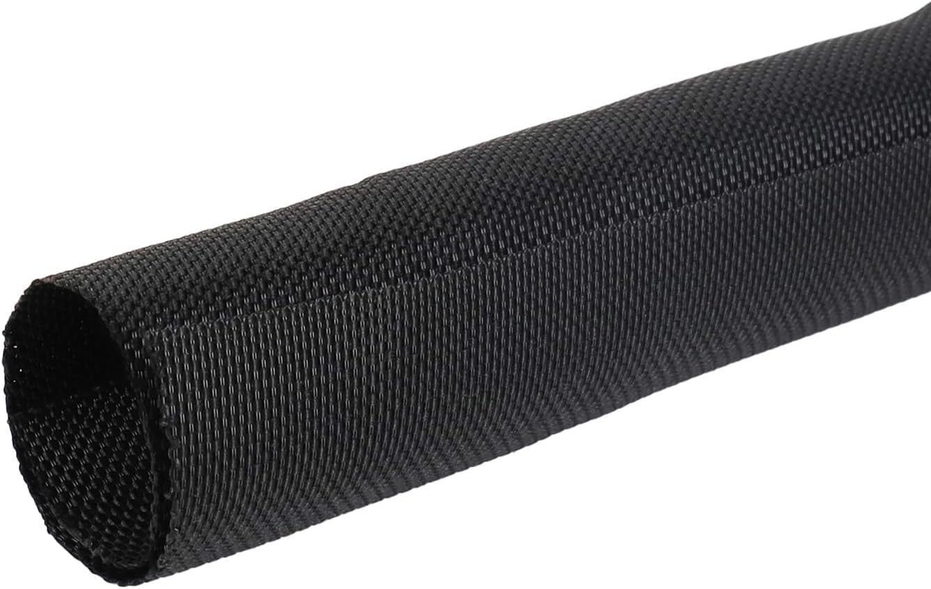 Black Braided Cable Management Sleeves Wire Loom Tubing Cord Protector Self-Wrapping (3/8"-12Feet)