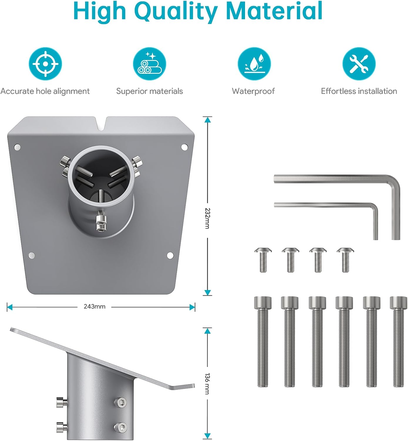 XLTTYWL Starlink Performance Gen 3 Pipe Adapter, Premium 1.49''-2.5'' Star Link V3 Pole Wedge Mounting Kit for Starlink Performance Gen3, UTA-252
