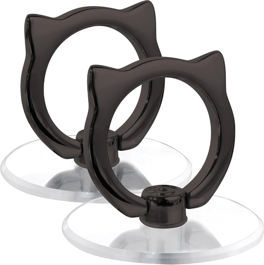 Cat Phone Ring Holder - EI Sonador Clear Cell Phone Ring Holder Transparent Stand Finger Grip (2 Black Cat)